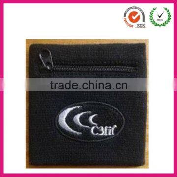 2013 Promotional Gift custom sports cotton wrist sweatband with zipper