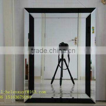 silver color and black mixed frameless bevelled edge wall mirror 60x90cm