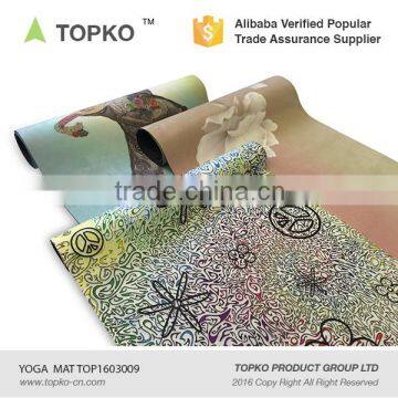 TOPKO Print Premium Reversible Yoga Mats suede surface Ultra Absorbent Microfiber natural tree rubber yoga mat