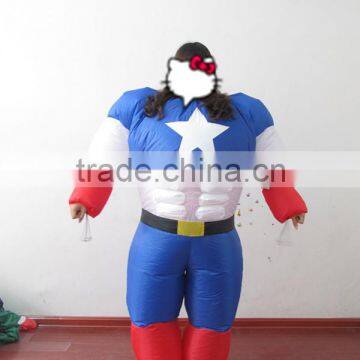 DJ-CO-111 Adult Chub Captain America Inflatable Blow Up Color Full Body Costume Jumpsuit photo-6