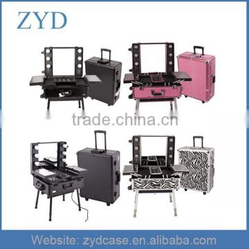 Aluminum rolling makeup case with lighted mirror, ZYD-ML867