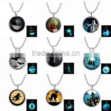 Long Hair Witch Pattern Glass Gemstone Necklace Halloween Jewelry Wholesale photo-6