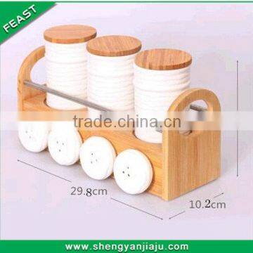 natural bamboo shelf canister ceramic