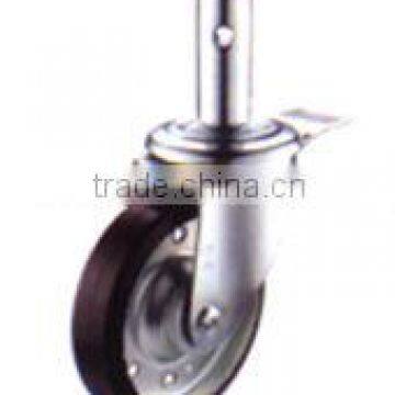 Swivel/Swivel Brake Solid Stem Castor Fitted With Rubber Wheel Mold On Metal Rim, Flange Bearing photo-2