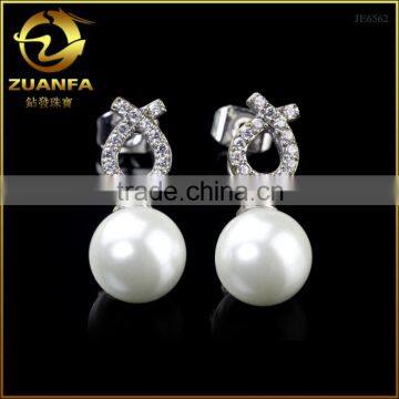 China factory wholesale cubic zirconia freshwater pearl earrings