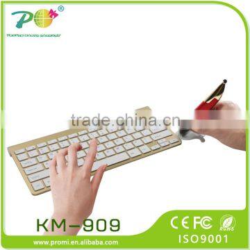 2015 Best selling 2.4G wireless gold Keyboard and pen Mouse Combo can use it on any surface except for glass