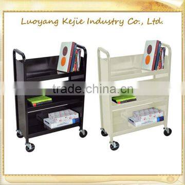 Heavy Duty Welded Steel Combination Shelf Rolling Book Cart/durable and stronger Book Trolley