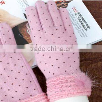 Sweet Style Polka Dot Design Finger Touch Screen Gloves