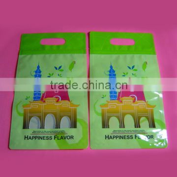 ziplock flat bottom side gusset pouch plastic punch hole handle packaging bag with zipper and customized printing