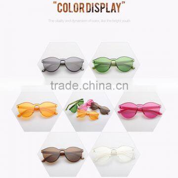 2016 Wholesale Rimless Sunglasses Women Brand Designer Cat Eye Shades Round Sun Glasses Eyewear Integrated Lens UV400 CC0566 Quality Choice photo-5