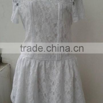 small quality wholesales simple lace short sleeves lady dress