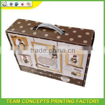 Paper carton box with plastic handle