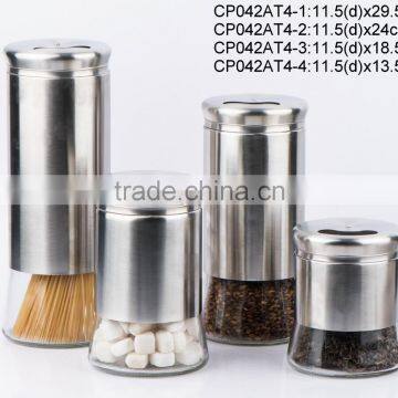 Round glass jar with stainless steell coating (CP042AT4)