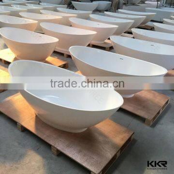 Hotel used white finish solid surface stone bathtub on sale