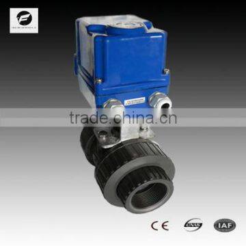 2 Way PVC 2 Inches Double Union Motorized Ball Valve AC24V 220V 100N.m With Manual Override Socket Ends