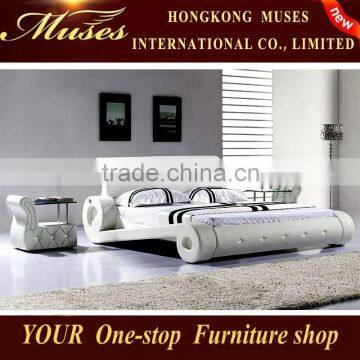 2014 new Bedroom furniture wall bed,chinese furniture,white leather diamond bed for Christmas promotion