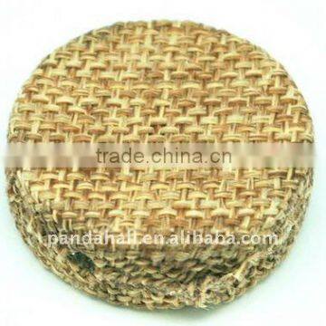 Woven Cloth Woven Beads, Acrylic With Cloth, BurlyWood, Flat Round, 33x11mm, Hole: 3mm.(WOVE-R003-5)