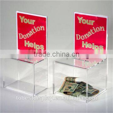 elegant design wholesale acrylic donation box with lock