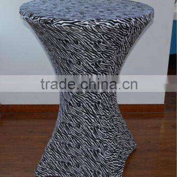 Printing spandex bar cocktail table cover/cloth for weddings in zebra-stripe