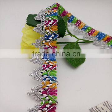 multicolor chenille white snow style lantern yarn curtain silver trim lace