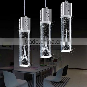 Hot Selling Eiffel Tower LED Pendant Lamp 3 Heads LED Crystal Pendant Light