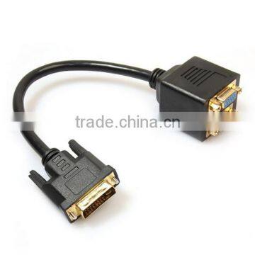 DVI 24 Male to Two Female VGA Splitter Adapter Cable Connector