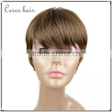 Top quality 100% human hair short full lace wigs for black women