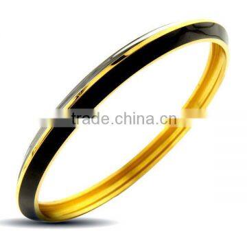 Black Charming Gold Plated Jewelry Enamel Bangle Bracelet Vners
