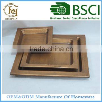 Square Shape Metal Tray and Plate for Home Decoration Items Golden color