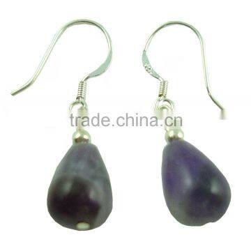 Fashion earring, Silver earring, Stone earring,Amethyst earring