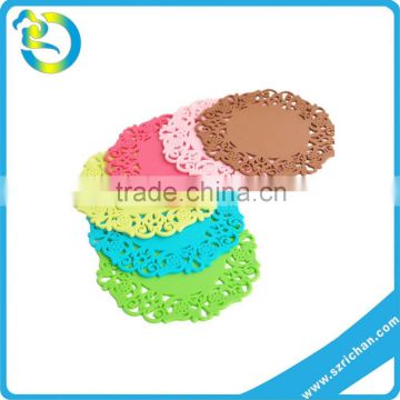 FDA Eco-friendly Customized Logo debossed Silicone Cup Coaster Mat