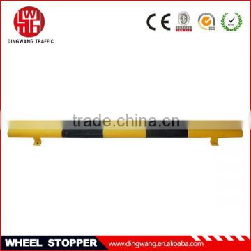 black and yellow steel wheel stopper