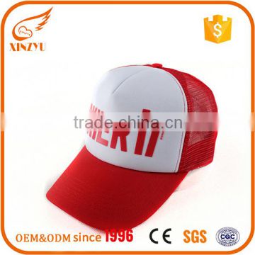 Promotional lightweight red printing logo running caps mesh trucker hat