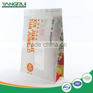 white kraft paper bag square bottom side gusset laminated foil snack packaging pouch with window