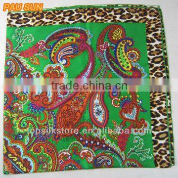 leopard print 100% silk twill scarf