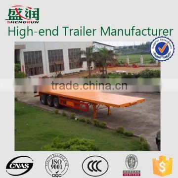 Three Axle Flatbed Semi Trailer With Twist Lock For 20ft-40ft Containers