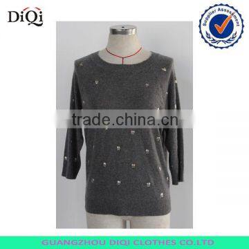 Women trendy solid beaded sweater