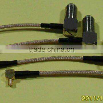 MCX connector MCX male right angle to F female right angle RG179 cable assembly