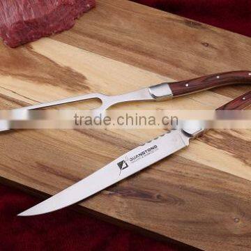 3cr14 stainless steel knife forged color wood handle meat knife and fork set