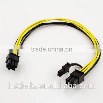 High Quality PCI-E 6Pin Male to PCI-E 6+2Pin Male PCI-E Power Supply Cable 16AWG 60cm