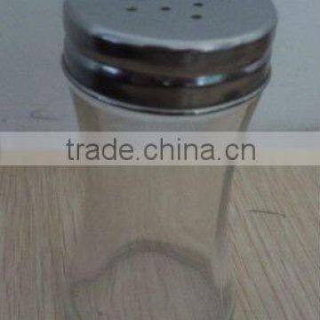 glass spice shaker, portable spice jar in restaurant