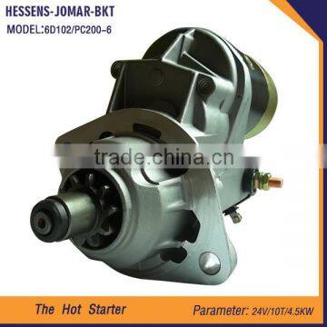 24V 6D102 electric starter for excavator PC200-6