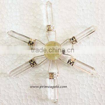 Crystal Quartz 6Points Energy Generator With Crystal Ball : Buy Direct Spiritual Gemstones Online from PRIME AGATE: INDIA