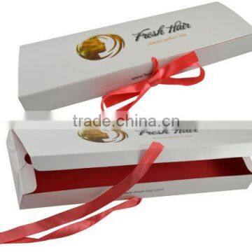 Hot Sale extension hair product boxes with ribbon