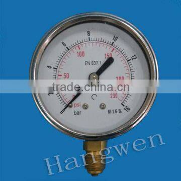 stainless steel glycerine oil filled pressure gauge use no oxygen