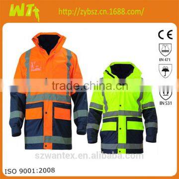 100% polyester hot sale waterproof winter man reflective working jacket parka