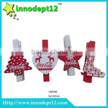wholesale Christmas decoration wooden clip with logo