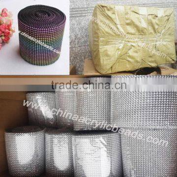 24 Rows Crystal Wedding Mesh Ribbon Gold Color for Decoration Candle &cake 12CM*10yard photo-5