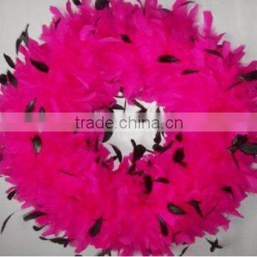 Beautiful Fuschia Feather Wreath with Coque Accents