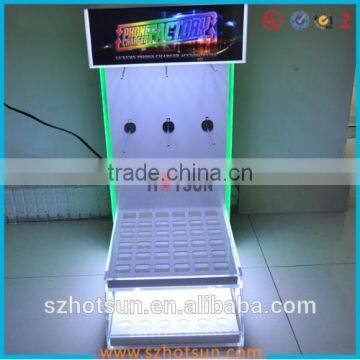 High Quality Transparent Acrylic LED lighting cell phone charger display/Plexiglass charger Display